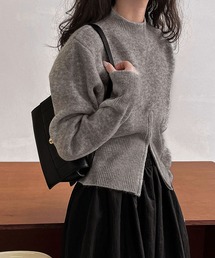 ジップデザイン クルーネックニット