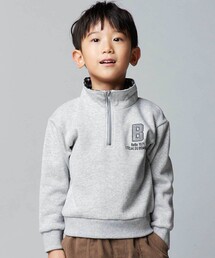 BeBe | 裏起毛チェック切り替えハーフジップトレーナー(スウェット)