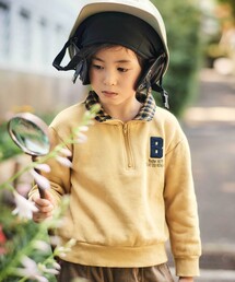 BeBe（ベベ）の「裏起毛チェック切り替えハーフジップトレーナー(90~150cm)（スウェット）」