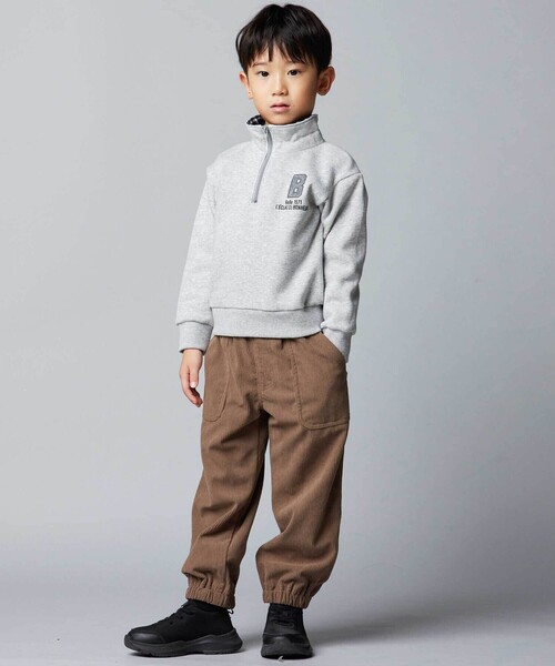 BeBe（ベベ）の「裏起毛チェック切り替えハーフジップトレーナー（スウェット・キッズ・イエロー/グレー・140cm/130cm/150cm/120cm/110cm）」の9枚目の写真