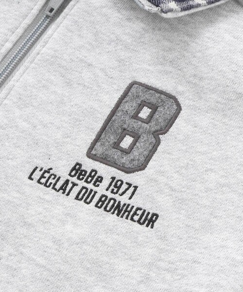 BeBe（ベベ）の「裏起毛チェック切り替えハーフジップトレーナー（スウェット・キッズ・イエロー/グレー・140cm/130cm/150cm/120cm/110cm）」の19枚目の写真