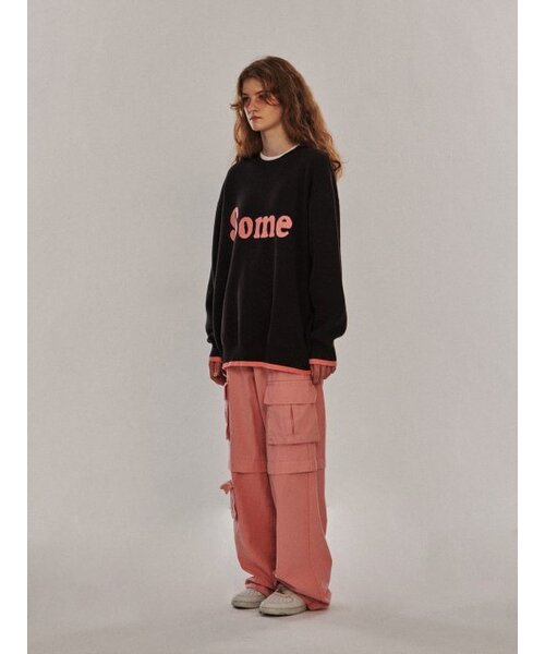 SOME PLACE（サムプレイス）の「SOME グラフィックオーバーサイズプルオーバーニットTシャツ[ブラウン]（ニット/セーター・レディース・ブラウン・FREE）」の4枚目の写真