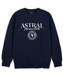 レタリングロゴエンブレムルーズフィットスウェット_ネイビー