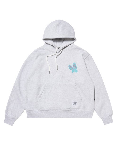 FLOWER OVERSIZED HOODIE WHITE MELANGE