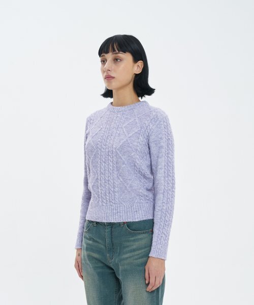 BLOND9(ブロンドナイン)の「フィッシャーマンケーブルウールニットセーター_パープル(ニット/セーター・レディース・その他・MEDIUM/SMALL)」の2枚目の写真