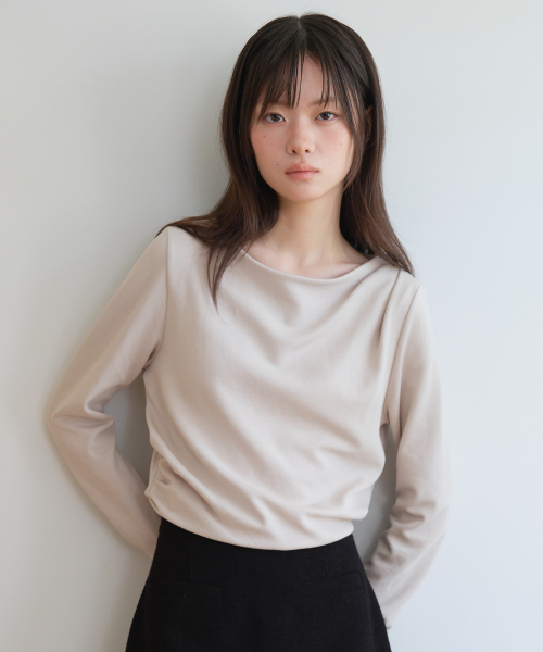 YUPPE(ヨッペ)の「SLIM BOAT T-SHIRT_BEIGE(Tシャツ/カットソー・レディース・その他・ONE SIZE)」の1枚目の写真