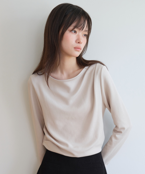 YUPPE(ヨッペ)の「SLIM BOAT T-SHIRT_BEIGE(Tシャツ/カットソー・レディース・その他・ONE SIZE)」の2枚目の写真