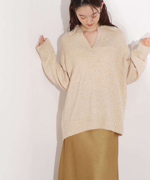 N.（N. Natural Beauty Basic）（エヌエヌナチュラルビューティーベーシック）の「スパンコールスキッパーニット（ニット/セーター・レディース・ブルー/ブラック/ベージュ・FREE）」の17枚目の写真