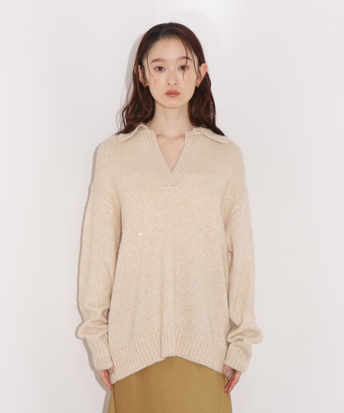 N.（N. Natural Beauty Basic）（エヌエヌナチュラルビューティーベーシック）の「スパンコールスキッパーニット（ニット/セーター・レディース・ブルー/ブラック/ベージュ・FREE）」の20枚目の写真