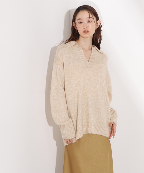 N.（N. Natural Beauty Basic）（エヌエヌナチュラルビューティーベーシック）の「スパンコールスキッパーニット（ニット/セーター・レディース・ブルー/ブラック/ベージュ・FREE）」の14枚目の写真