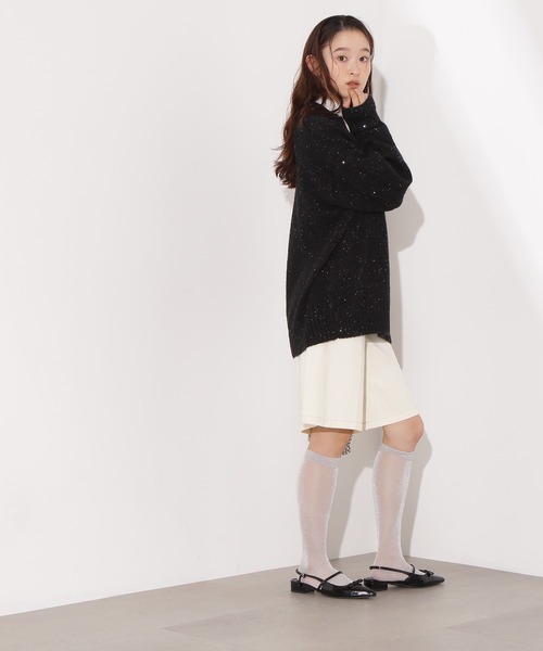 N.（N. Natural Beauty Basic）（エヌエヌナチュラルビューティーベーシック）の「スパンコールスキッパーニット（ニット/セーター・レディース・ブルー/ブラック/ベージュ・FREE）」の4枚目の写真