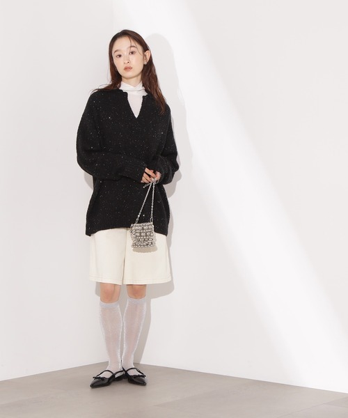 N.（N. Natural Beauty Basic）（エヌエヌナチュラルビューティーベーシック）の「スパンコールスキッパーニット（ニット/セーター・レディース・ブルー/ブラック/ベージュ・FREE）」の5枚目の写真