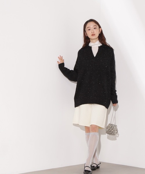 N.（N. Natural Beauty Basic）（エヌエヌナチュラルビューティーベーシック）の「スパンコールスキッパーニット（ニット/セーター・レディース・ブルー/ブラック/ベージュ・FREE）」の8枚目の写真