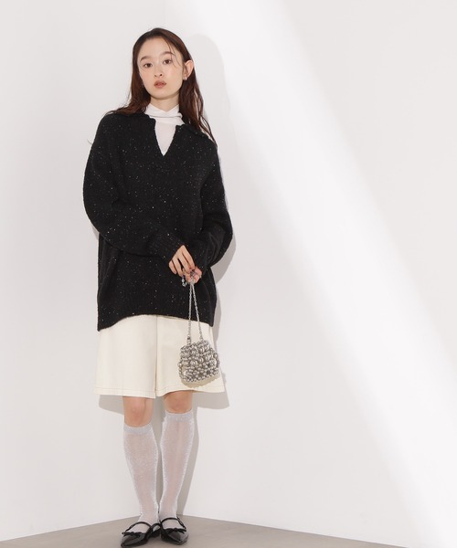 N.（N. Natural Beauty Basic）（エヌエヌナチュラルビューティーベーシック）の「スパンコールスキッパーニット（ニット/セーター・レディース・ブルー/ブラック/ベージュ・FREE）」の10枚目の写真