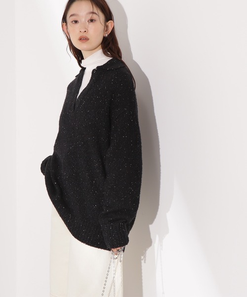 N.（N. Natural Beauty Basic）（エヌエヌナチュラルビューティーベーシック）の「スパンコールスキッパーニット（ニット/セーター・レディース・ブルー/ブラック/ベージュ・FREE）」の11枚目の写真