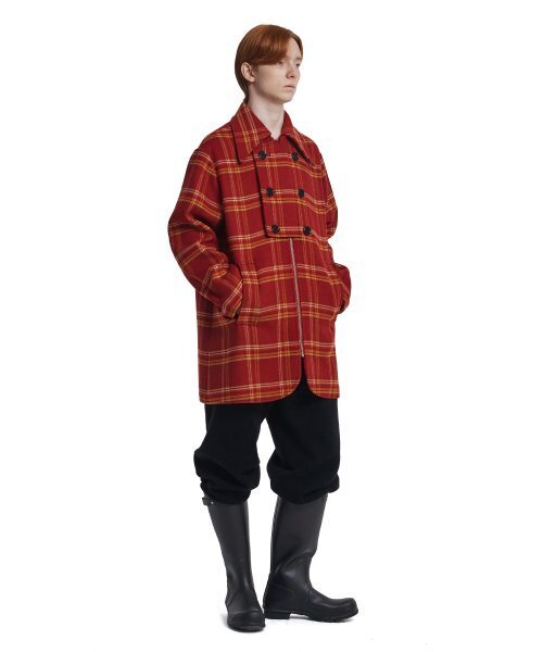 TRUNK PROJECT(トランクプロジェクト)の「Double-Breasted Check Coat_Red(チェスターコート・メンズ・レッド・LARGE/SMALL/X-SMALL)」の3枚目の写真