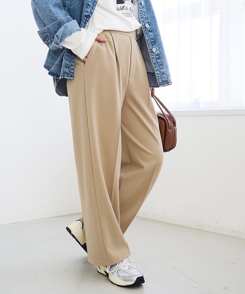 coen(コーエン)の「【定番/新サイズ登場】イージービューティーワイドパンツ(WEB限定サイズあり)(スラックス・レディース・ブラック/ネイビー/ベージュ/ダークグレー/ライム/ライトグレー・XL/L/M/S/XS)」の4枚目の写真