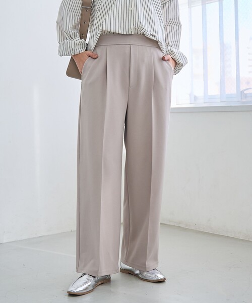 coen(コーエン)の「【定番/新サイズ登場】イージービューティーワイドパンツ(WEB限定サイズあり)(スラックス・レディース・ブラック/ネイビー/ベージュ/ダークグレー/ライム/ライトグレー・XL/L/M/S/XS)」の2枚目の写真