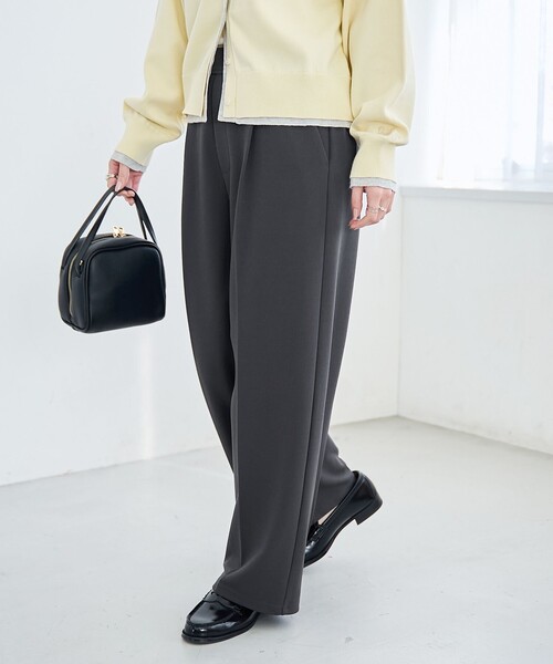 coen(コーエン)の「【定番/新サイズ登場】イージービューティーワイドパンツ(WEB限定サイズあり)(スラックス・レディース・ブラック/ネイビー/ベージュ/ダークグレー/ライム/ライトグレー・XL/L/M/S/XS)」の3枚目の写真