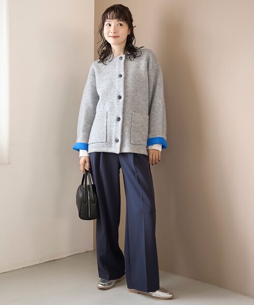 coen(コーエン)の「【定番/新サイズ登場】イージービューティーワイドパンツ(WEB限定サイズあり)(スラックス・レディース・ブラック/ネイビー/ベージュ/ダークグレー/ライム/ライトグレー・XL/L/M/S/XS)」の9枚目の写真