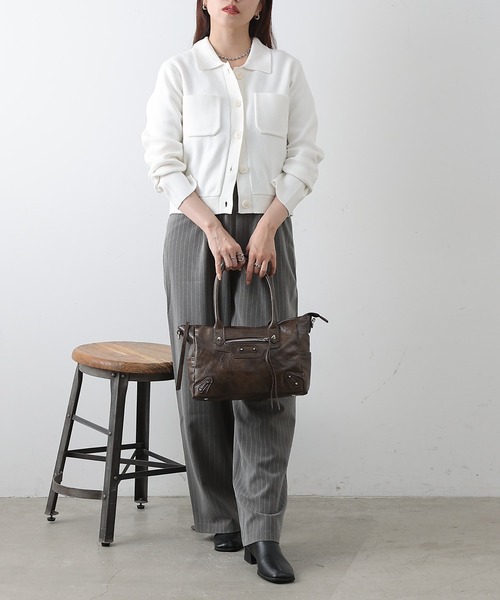 COLONY 2139（コロニートゥーワンスリーナイン）の「ニットジャケット（ニット/セーター・レディース・ネイビー/オレンジ/ホワイト/ブラック/グレー・FREE）」の9枚目の写真