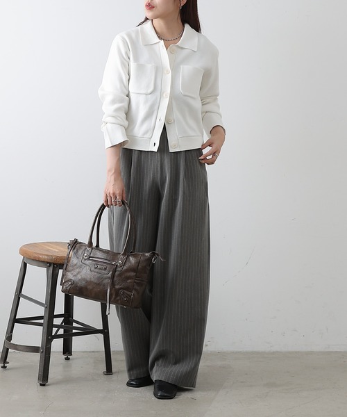 COLONY 2139（コロニートゥーワンスリーナイン）の「ニットジャケット（ニット/セーター・レディース・ネイビー/オレンジ/ホワイト/ブラック/グレー・FREE）」の10枚目の写真