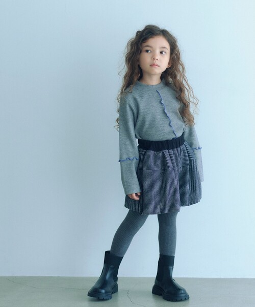 green label relaxing（グリーンレーベルリラクシング）の「ボーダーバルーン キュロットパンツ / キッズ  110cm-130cm（その他パンツ・キッズ・ブラック/ベージュ・110cm/120cm/130cm）」の3枚目の写真