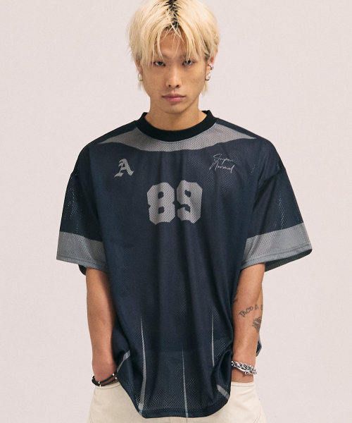 AKECII(アケシ)の「エイティナインメッシュジャージショートスリーブ-ブラック(Tシャツ/カットソー・メンズ・その他・MEDIUM/LARGE)」の1枚目の写真