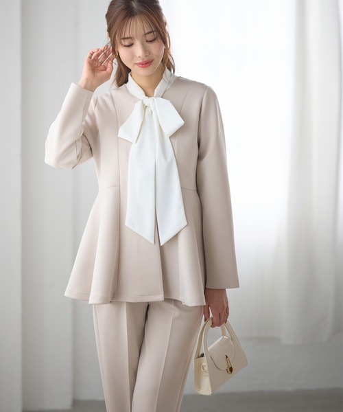セール】【2点セット】ペプラムジャケットテーパードパンツ