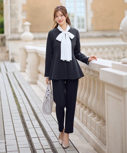 セール】【2点セット】ペプラムジャケットテーパードパンツ