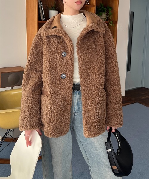 セール】2WAY リバーシブル ムートンボアミドルコート（ムートンコート