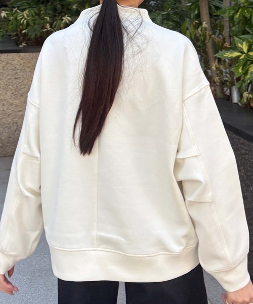 Lee（リー）の「Lee/リー モックネックバックジッププルオーバー ダンボールニット（その他トップス・レディース・グレー/ホワイト・MEDIUM）」の7枚目の写真