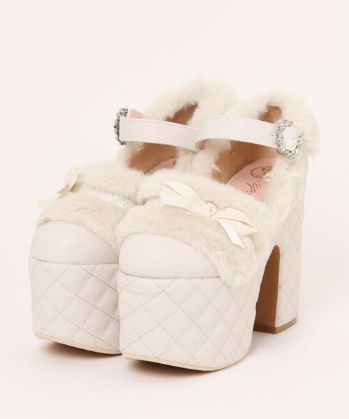 YOSUKE（ヨースケ）の「「YOSUKE/ヨースケ」厚底ストラップパンプス（パンプス・レディース・ブラック/アイボリー/ホワイト/ライトグレー・S/M/L/LL）」の2枚目の写真