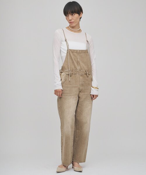 Whim Gazette（ウィムガゼット）の「カラーデニムオールインワン（つなぎ/オールインワン・レディース・キャメル・FREE/38）」の7枚目の写真