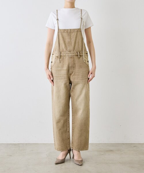 Whim Gazette（ウィムガゼット）の「カラーデニムオールインワン（つなぎ/オールインワン・レディース・キャメル・FREE/38）」の9枚目の写真