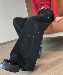 サイドグリッターデニムパンツ