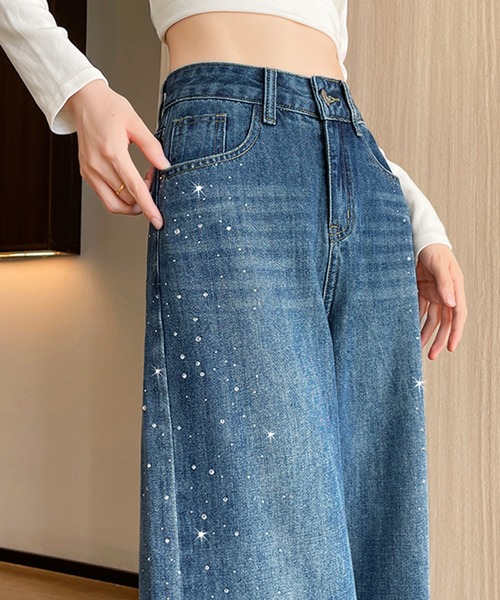 &soiree(アンドソワレ)の「サイドグリッターデニムパンツ(デニムパンツ・レディース・ブラック/ブルー・X-LARGE/LARGE/MEDIUM/SMALL/X-SMALL)」の3枚目の写真