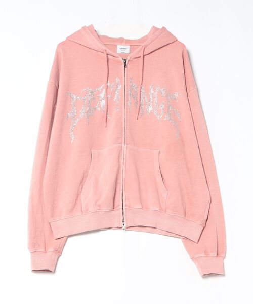 ８(eight)（エイト）の「製品加工ラインストーンジップパーカー（パーカー・メンズ・ブラック/ピンク・MEDIUM/LARGE）」の2枚目の写真