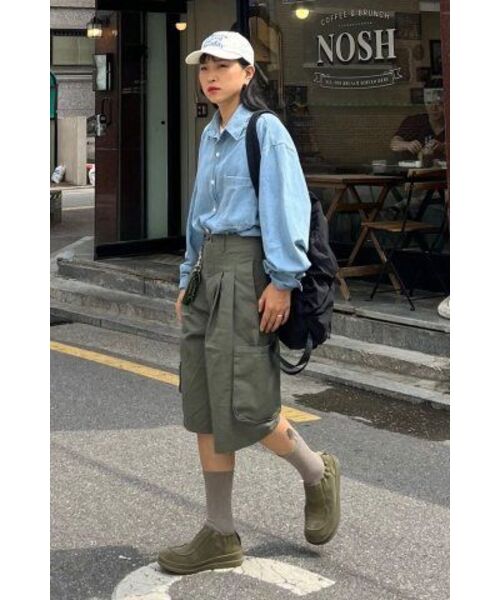 MUDSALT（マッドソルト）の「ツーピンタックワイドバミューダパンツオリーブ（その他パンツ・メンズ・その他・1/2/3）」の16枚目の写真