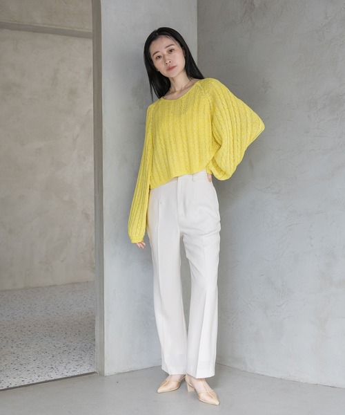 A part by（アパートバイ）の「ケーブルＶネックニットプルオーバー（ニット/セーター・レディース・イエロー系その他2/グリーン系その他4/オフホワイト・FREE）」の4枚目の写真