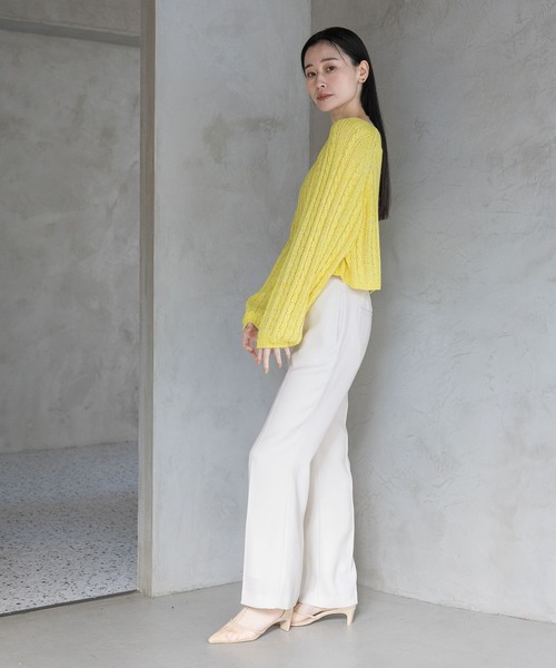 A part by（アパートバイ）の「ケーブルＶネックニットプルオーバー（ニット/セーター・レディース・イエロー系その他2/グリーン系その他4/オフホワイト・FREE）」の5枚目の写真