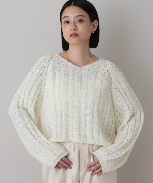 A part by（アパートバイ）の「ケーブルＶネックニットプルオーバー（ニット/セーター・レディース・イエロー系その他2/グリーン系その他4/オフホワイト・FREE）」の17枚目の写真