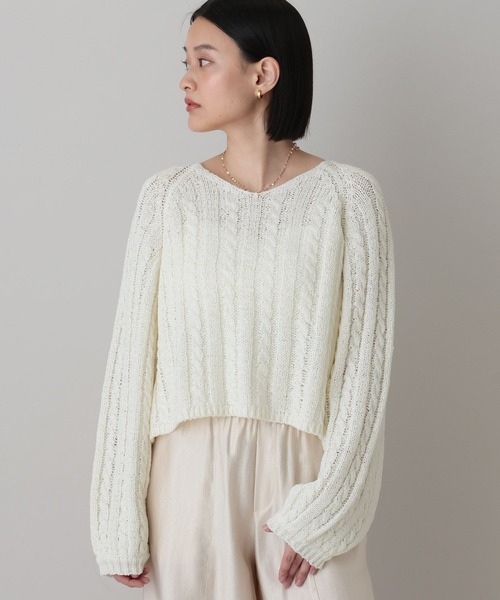 A part by（アパートバイ）の「ケーブルＶネックニットプルオーバー（ニット/セーター・レディース・イエロー系その他2/グリーン系その他4/オフホワイト・FREE）」の18枚目の写真