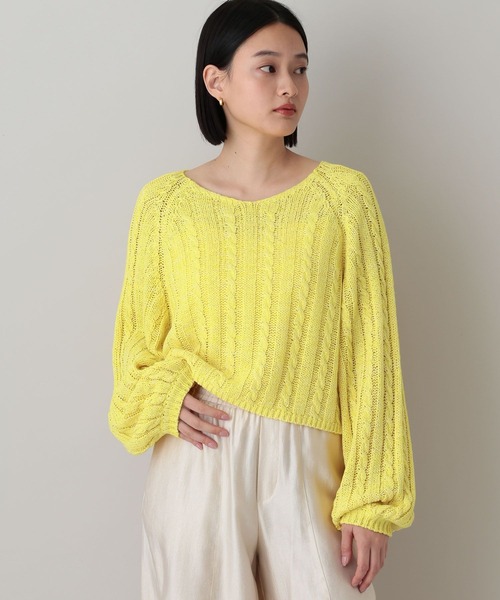A part by（アパートバイ）の「ケーブルＶネックニットプルオーバー（ニット/セーター・レディース・イエロー系その他2/グリーン系その他4/オフホワイト・FREE）」の21枚目の写真