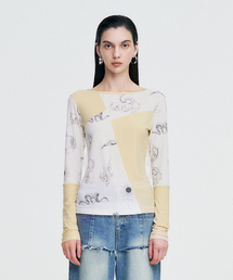 Elemental Motif Patchwork T-shirt _ YELLOW