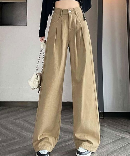 SallyLunn(サリーラン)の「タックワイドカラーパンツ(その他パンツ・レディース・ブラウン/ベージュ・MEDIUM/LARGE)」の1枚目の写真