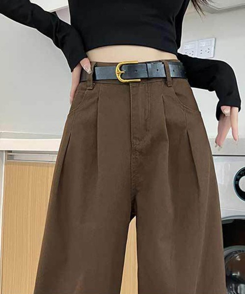 SallyLunn(サリーラン)の「タックワイドカラーパンツ(その他パンツ・レディース・ブラウン/ベージュ・MEDIUM/LARGE)」の3枚目の写真