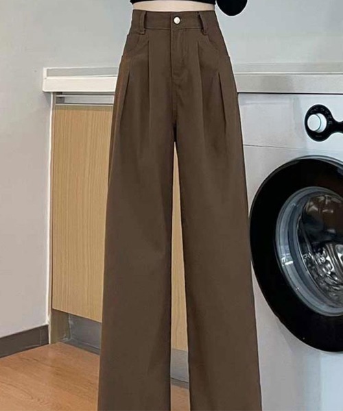 SallyLunn(サリーラン)の「タックワイドカラーパンツ(その他パンツ・レディース・ブラウン/ベージュ・MEDIUM/LARGE)」の6枚目の写真