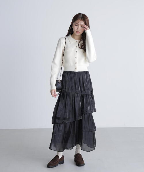 FREE'S MART（フリーズマート）の「シャイニーフリルティアードスカート（スカート・レディース・ホワイト/グレー/ブラック・MEDIUM/SMALL）」の7枚目の写真