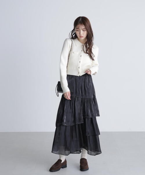 FREE'S MART（フリーズマート）の「シャイニーフリルティアードスカート（スカート・レディース・ホワイト/グレー/ブラック・MEDIUM/SMALL）」の8枚目の写真